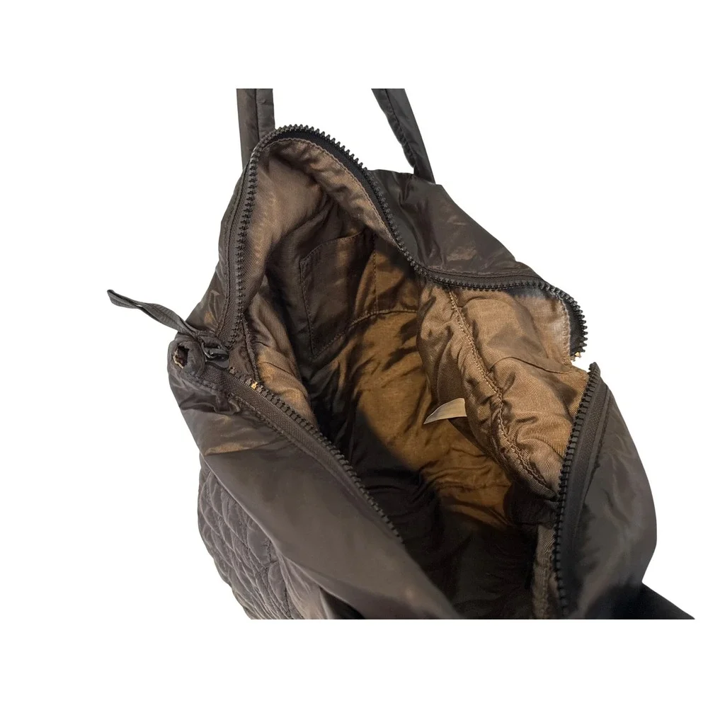 Dolce Vita Collection Black Quilted Puffer Tote Bag Gold Hardware